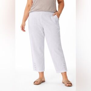 J. Jill White Linen Pants button detail size XL cropped